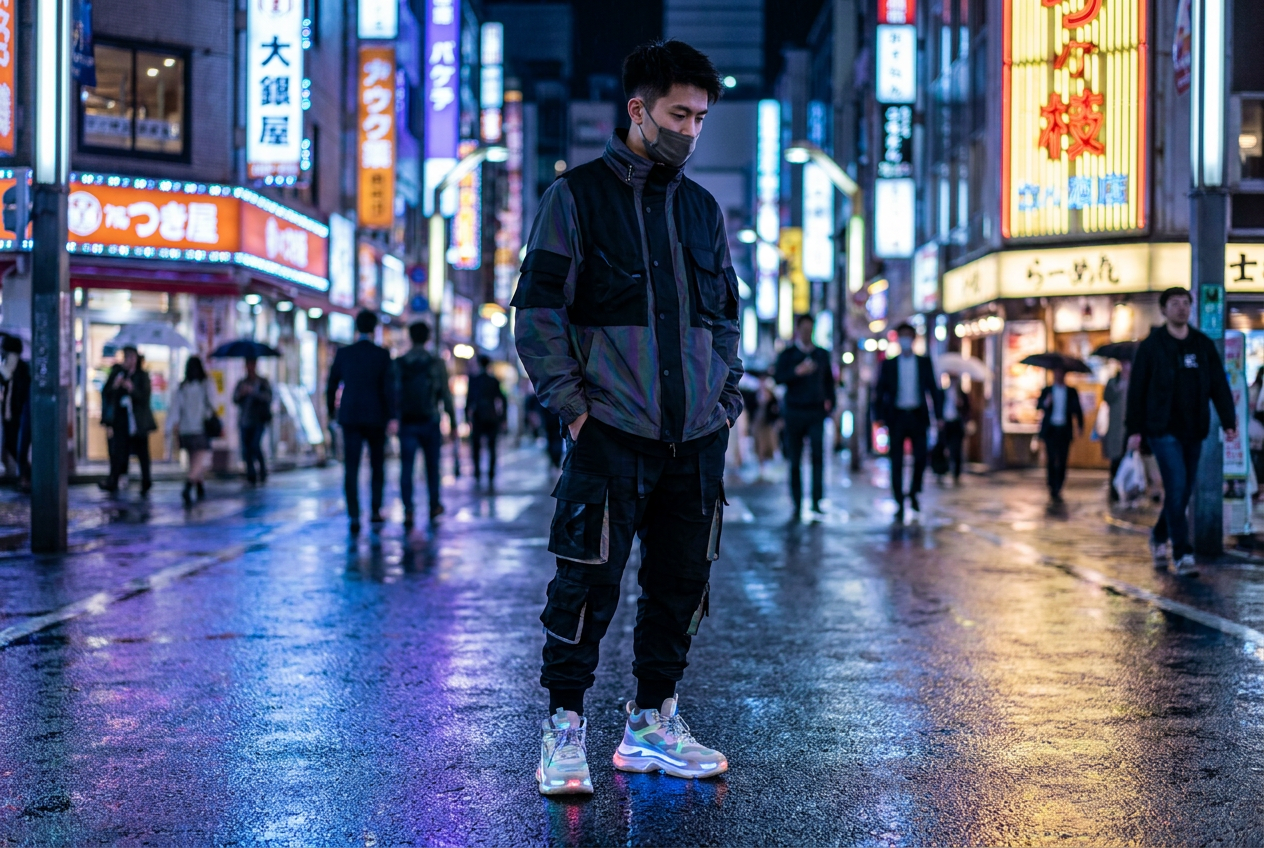 High-fashion streetwear aesthetic generated by Lyvoriia AI.