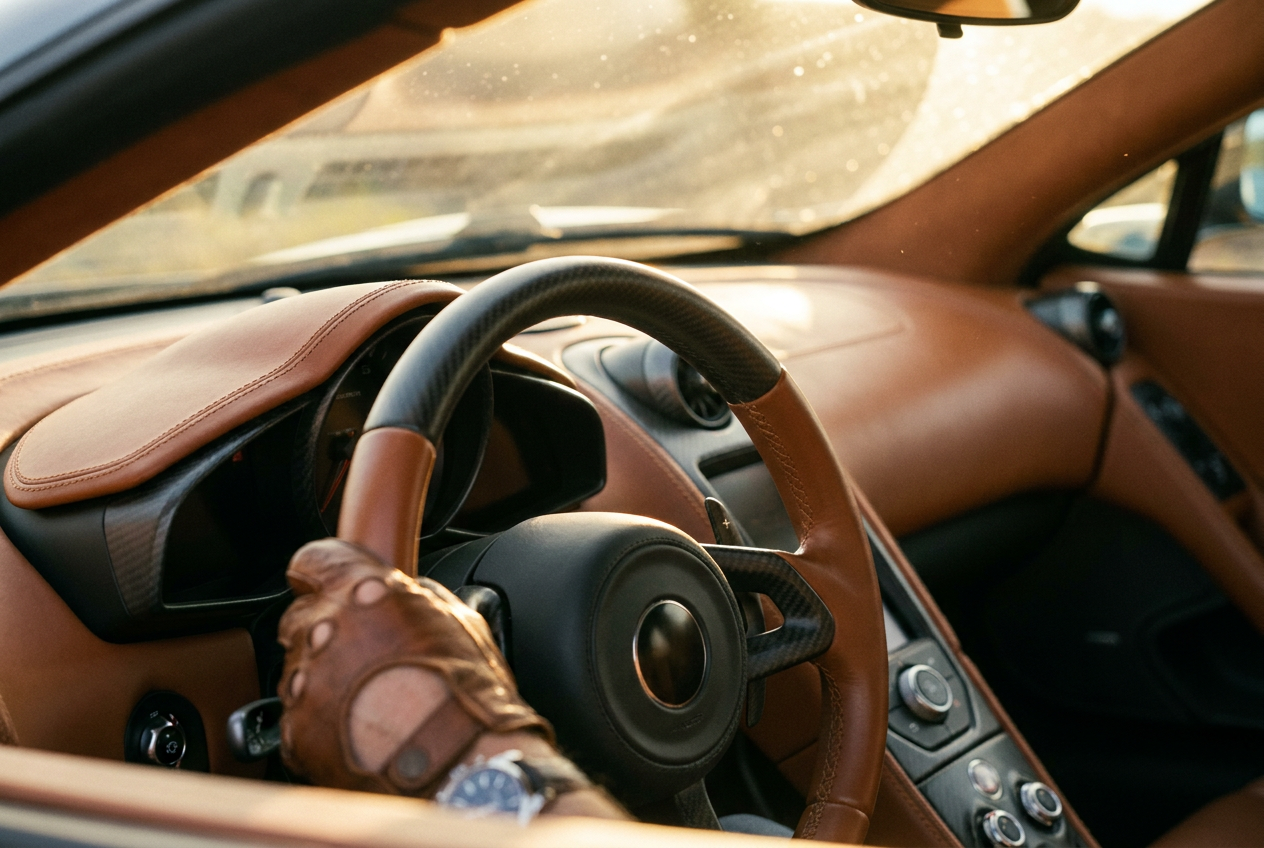 Detailed interior of a luxury vehicle showing realistic textures and lighting by Lyvoriia.
