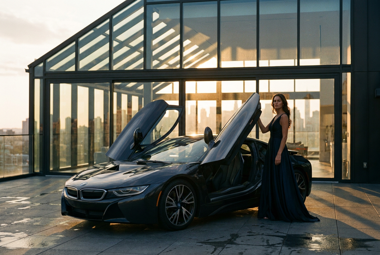 High-quality supercar lifestyle photo generated by Lyvoriia for social media growth.