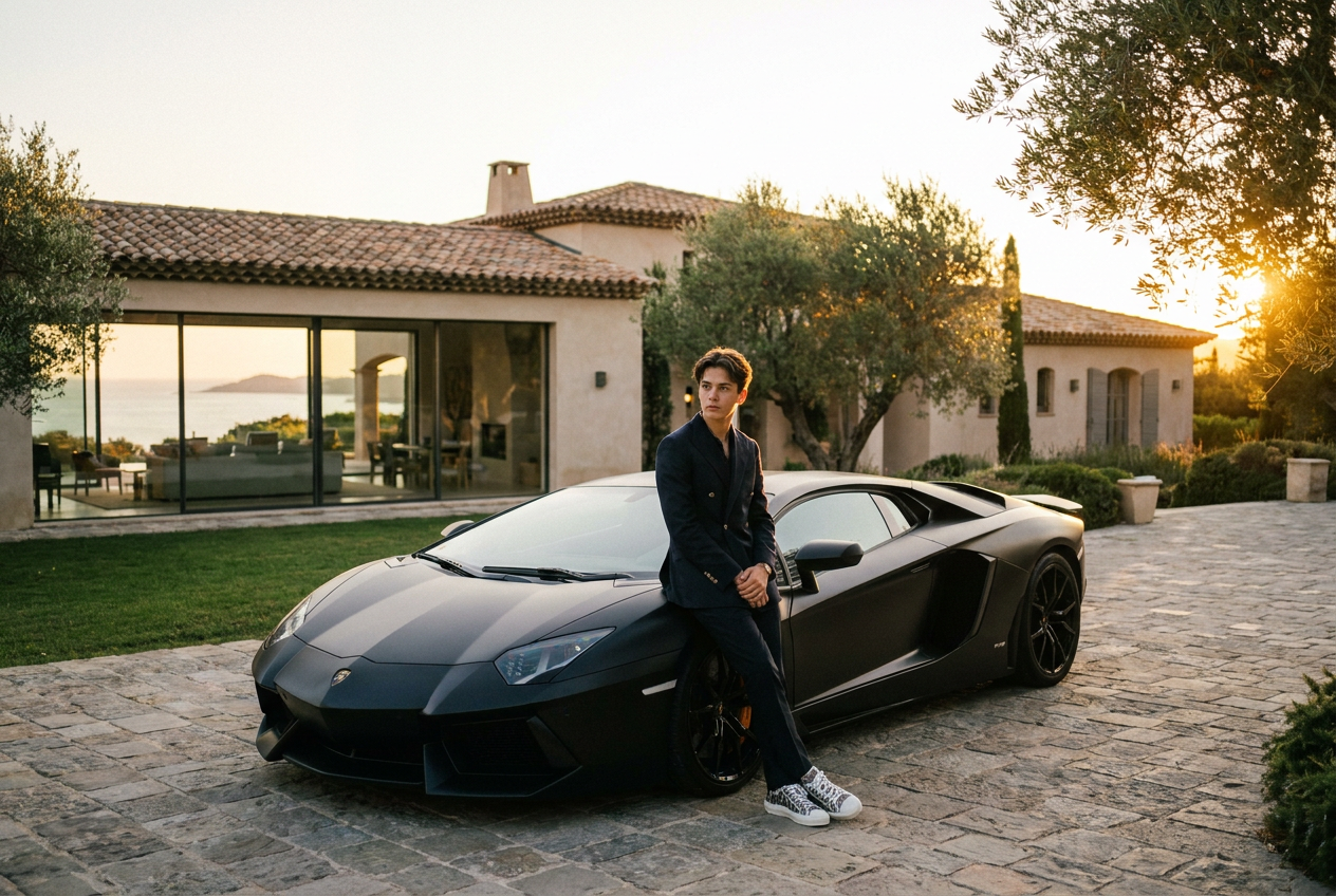A realistic luxury supercar lifestyle photo generated by Lyvoriia AI.