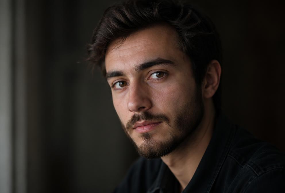 Photoreal AI portrait with cinematic golden lighting
